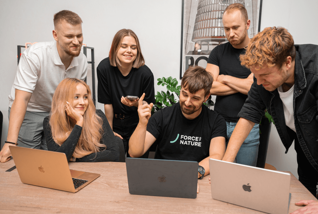 Group of employees discussing project plans