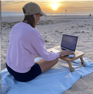 Working on the beach